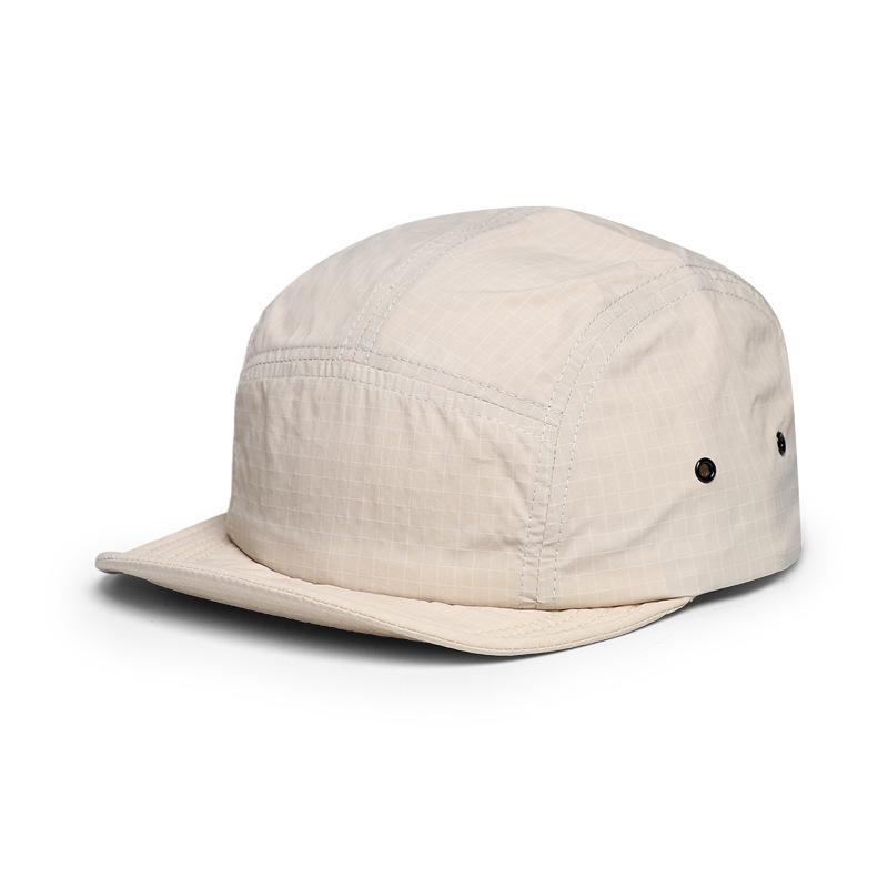 Outdoor Sport 5-Panel Kappe Leichte Nylon Lauf-Baseballkappe Vintage Blau Karierte Flachschirmkappe Für Reisen Wandern 56-58cm white