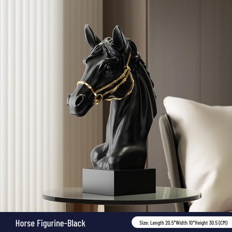 Pre-owned Resin Horse Head Figurine for Elegant Home or Office Display