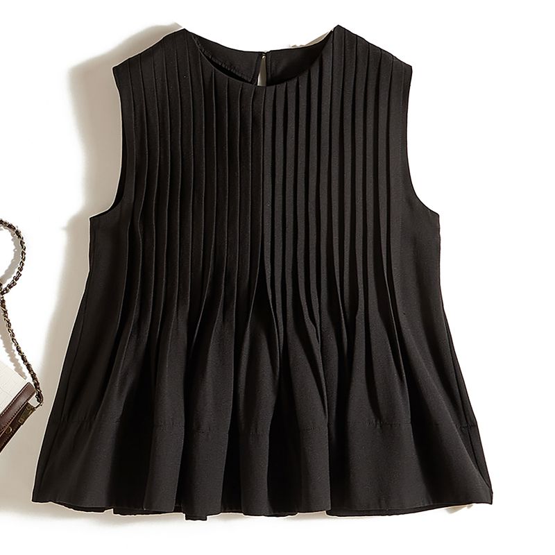 

Sanzhai High Elastic Japanese Style Export Single Vest! Women s Pure Color Polyester Cotton Ruched Carry Long T-shirt Elegant Black L