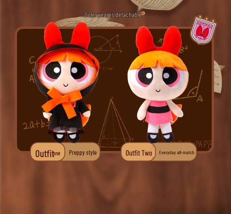 Official Powerpuff Girls Bubbles Plush Toy with Academy Outfit and Magic Robe - Cute Gift Doll Pendant