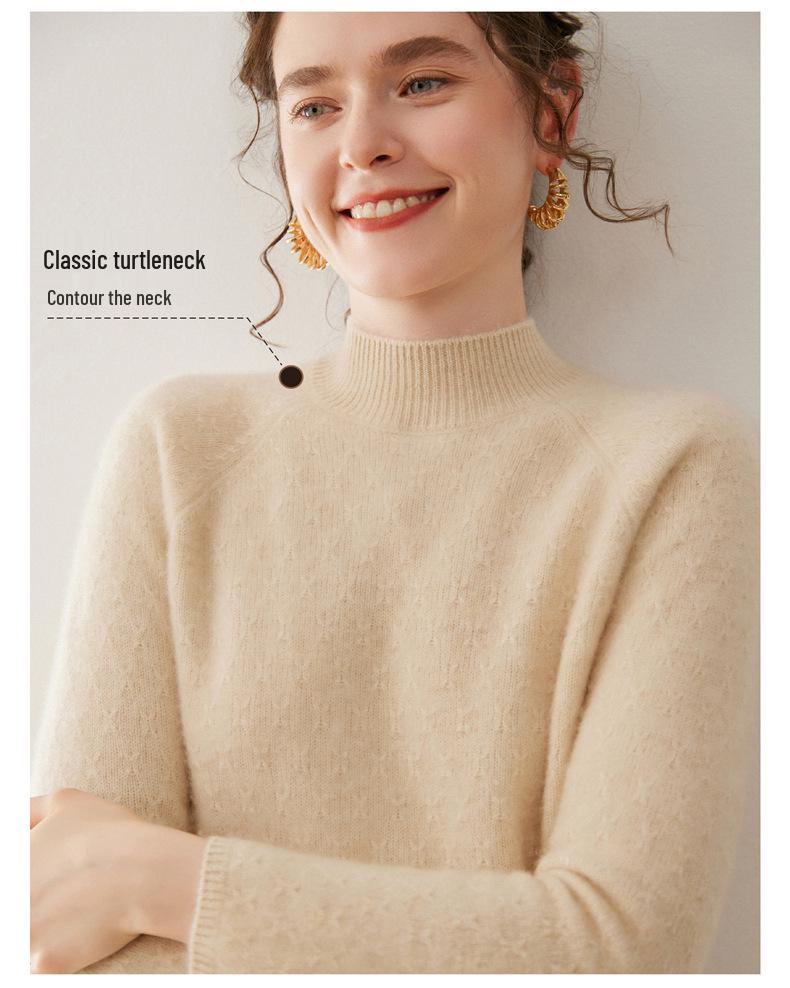 2025 Autumn/Winter Women's High Neck Cashmere Sweater – Thick, Skin-Friendly, Loose Knitwear Base Layer