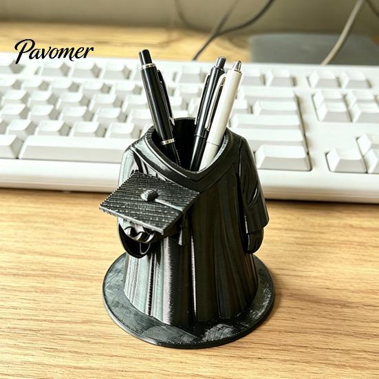 Creative Pen Holder Design Graduation Gown Holder, 3D Printed Grad Pencil Cup, Office Desktop Teacher Gift Organizer for Pens, Makeup Brushes,