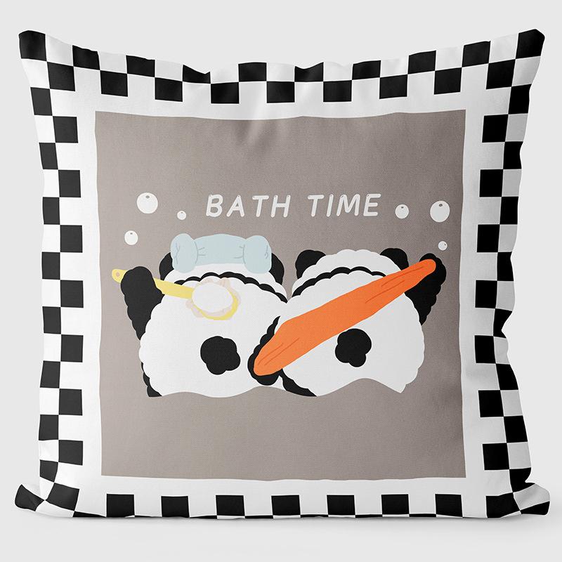

Cute Panda Sofa Pillow Living Room Cushion Nap Lumbar Pillow Bedside Back Cushion Car Lumbar Pillow Cover flannel 45x45cm double-sided [without pillow core]