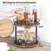 2-Tier Rotating Spice Rack Space Saving Kitchen Seasoning Organizer Metal Frame Storage Shelf
