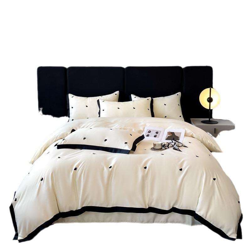 Simple light luxury Class A maternal and infant grade 4pcs set embroidered quilt cover bed sheet sleeping naked bedding 3pcs set