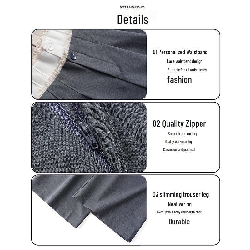 2026 Spring/Summer Women's High-Waisted Wide-Leg Floor-Length Slim Fit Pants