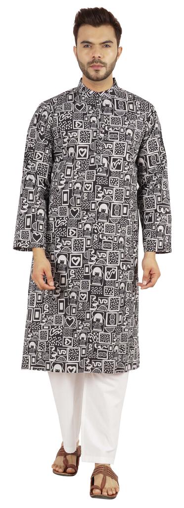 Atasi Designer Kurta For Men  s Printed Chinese Collar Summer Ethnic Party