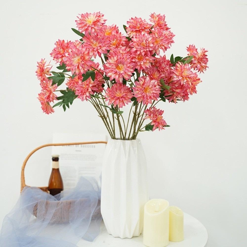 64cm Length Artificial Dahlia Flower 3 Heads Faux Flower New Simulation Flowers  Photography Props