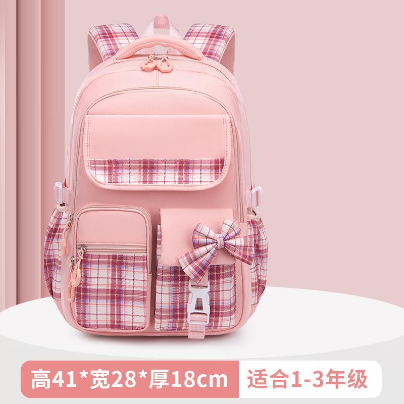 Schoolbag New Elementary School Bag Children's Bag for Grades 1-1 Ultra Light Burden Reduction Girls Bow Princess Backpack Large Capacity