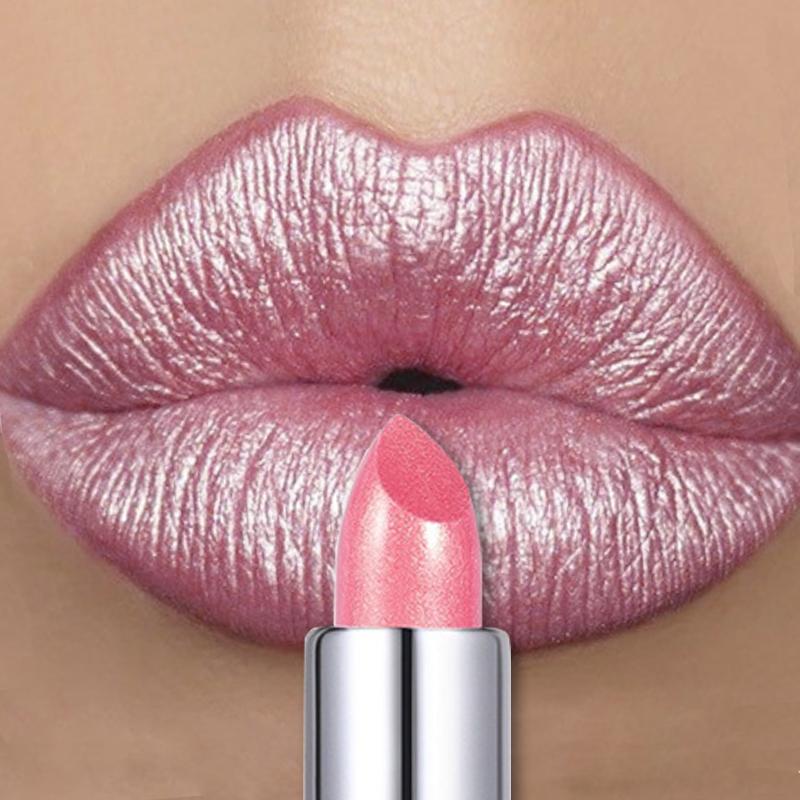 6 Colors Bold & Intense Glitter Shiny Metallic Lipstick Pearlescent Shimmer Lip Tint Long Lasting Easy Color Diamond Lipstick