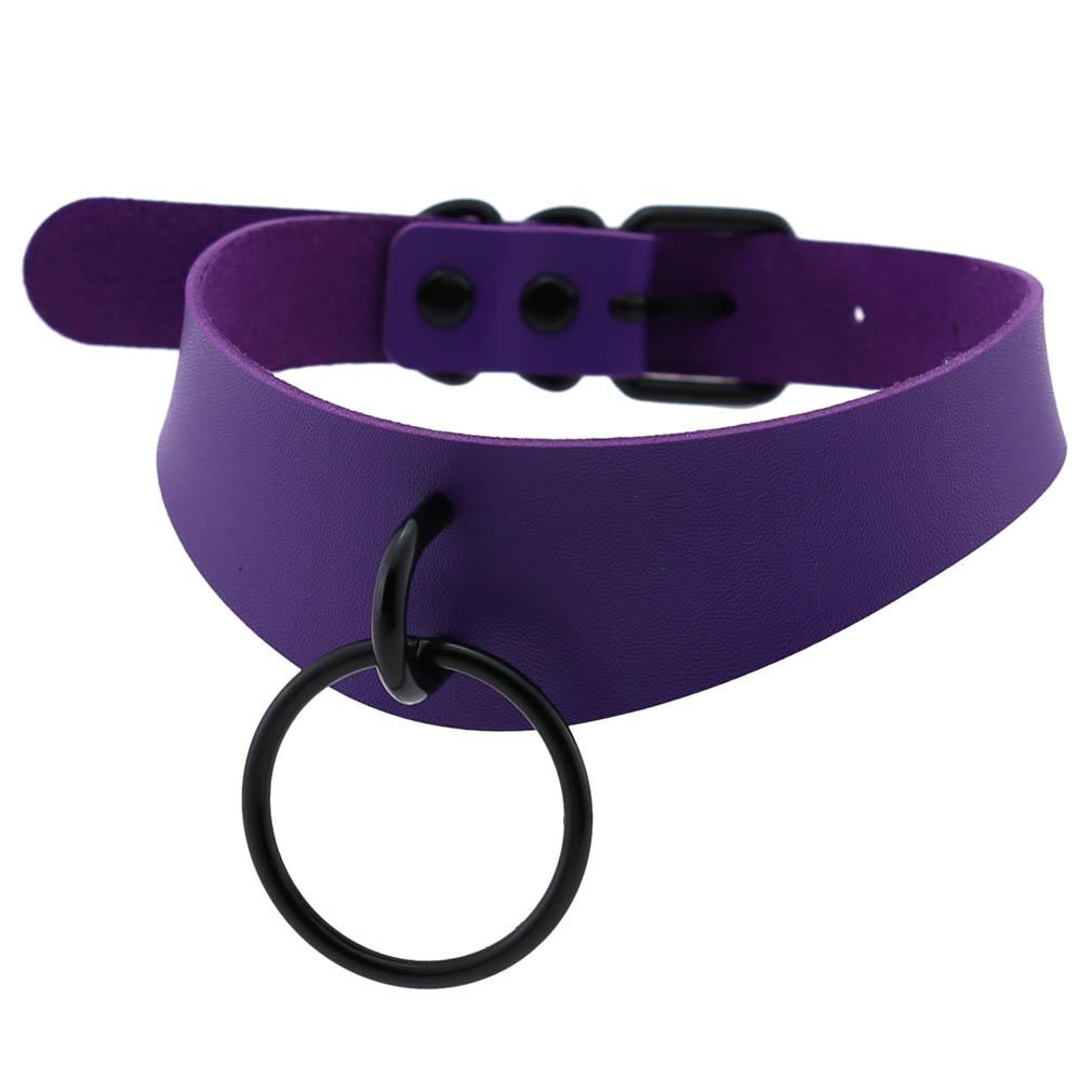 Emo Paarse Goth Punk Leren Choker Kettingen Vrouwen Mannen Harajuku Zwarte Klinknagel Metalen Ketting Ketting Halloween Cosplay Y2K Sieraden blue