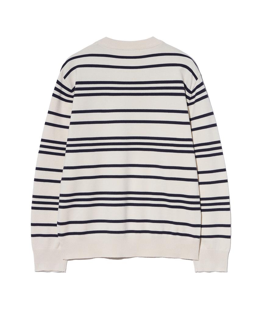 IRONYPORNO WHITELINE 86-Iroj368 Classic Small Stripe Long Sleeve Knit Beige