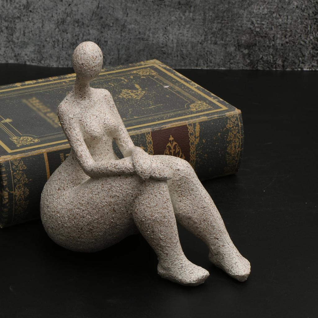 1Pc, Sandstone Resin Chubby Woman Statue Handmade Sandstone Abstract Art Household Living Room Office Cabinet Tabletop Entryway Dec