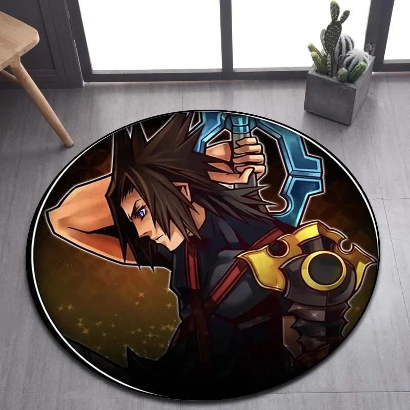 Kingdom Hearts Cartoon Pattern Area Rug Round Floor Mat Living Room Carpet Bathroom Kitchen Rug Doormat Non-slip Floor Mat