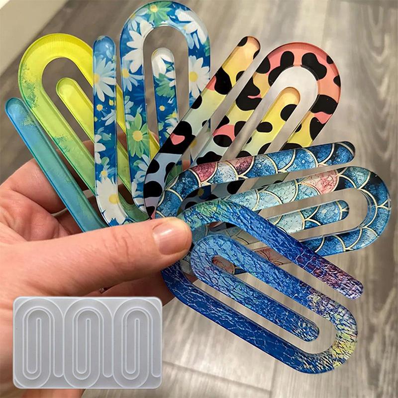 1PCS Paper Clip Bookmark Mold Silicone Pendant Mould Creative DIY Silicone Mold Handmade Gifts Paper Clip Shape Mold Hand Lovers
