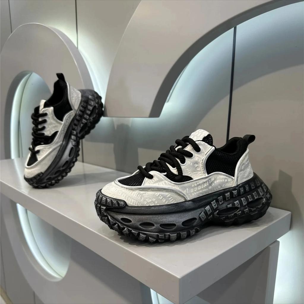 Spring Autumn New Men's Sneakers Thick soled Height Increasing Breathable Outdoor Running Shoes Fashion Trend Retro Casual Shoes