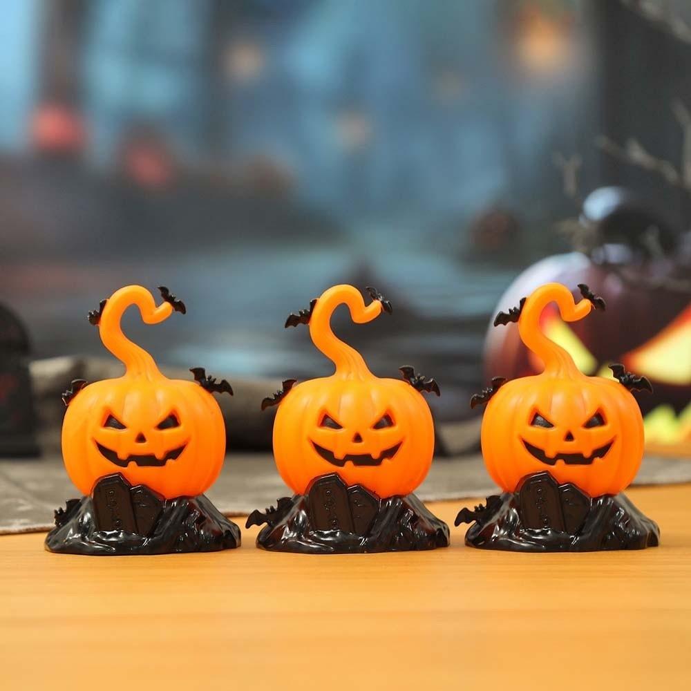 Luminous Pumpkin LED Lamp Plastic Electronic Nightlight Halloween Candle Light Home