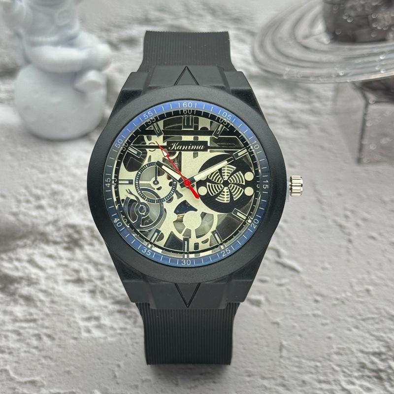 

JYL Men s Watch Hollow Sports Silicone Strap Black shell and white noodles колір taupe глибоко