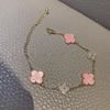 Ultra-gleaming Full-diamond Four-leaf Clover Women's Light Luxury High-end Exclusive Delicate Four-leaf Flower Necklace and Bracelet