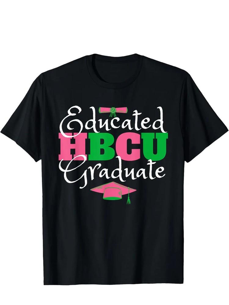 

[Pink and Green HBCU Tee] Pink and Green Graduate HBCU T-Shirt - Soft Cotton Short S 3XL