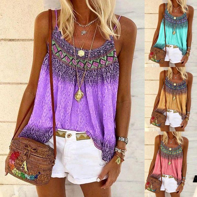 Stylish Plus Size Women's Floral Print Strappy Cami Tops For Summer Casual Wear