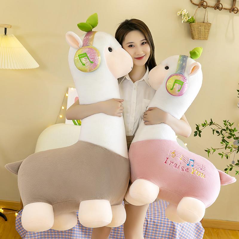 Cute Headphones Plush Toys Doll Dolls Comfort Pillow Cushion Alpaca Pillow