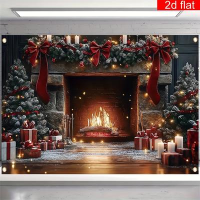 1Pcs Traditional Xmas Bow Decoration Background Winter Backdrop Decorations For Photo Studio Photo Booth Christmas Party