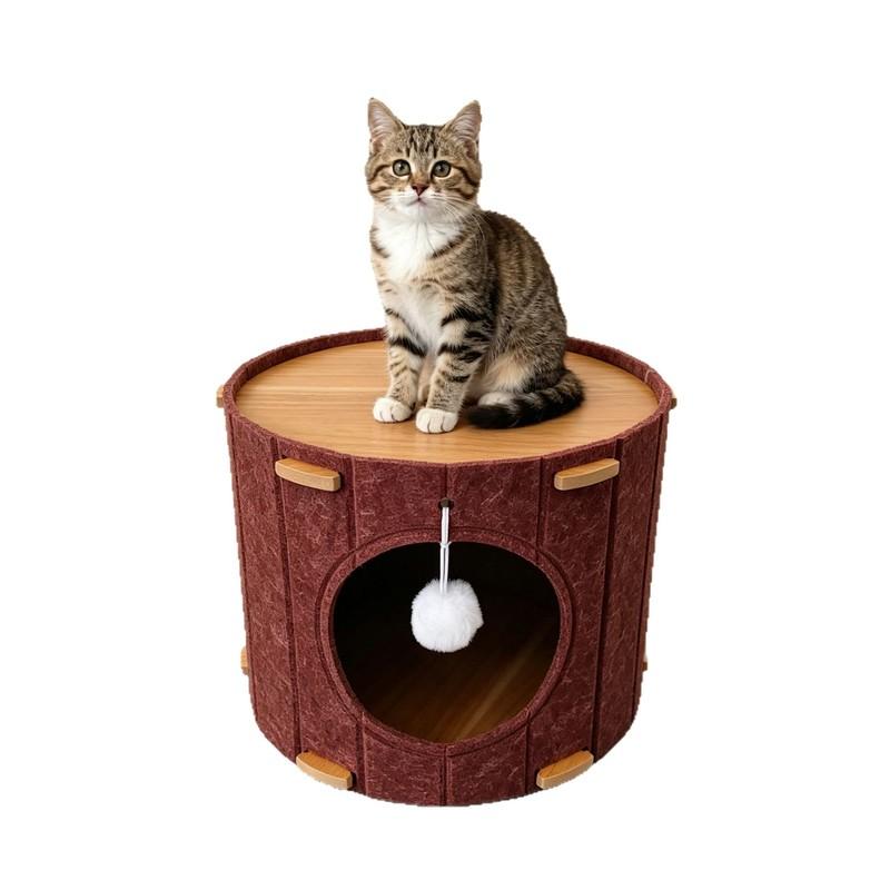 Multi-Level Cat Tree with Closed Cat Bed and Sisal Scratch Board, Insulated Tree House for Winter, Indoor Pet Furniture