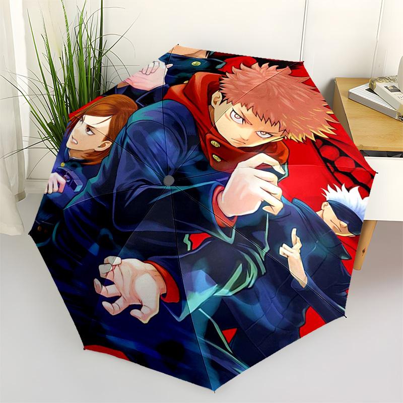 1pc Jujutsu Kaisen Outdoor Umbrella - Automatic Opening/Closing, Portable 3-Fold Design with 8-Rib Iron Frame - Perfect Gift for Fans, Travelers, Dail