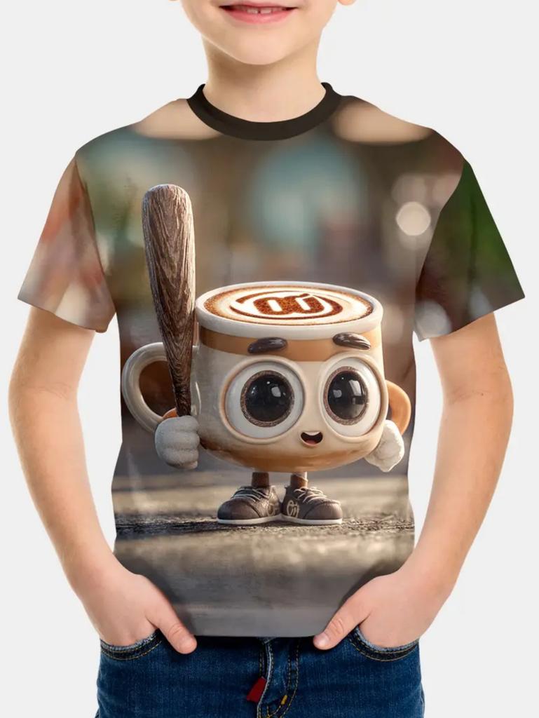 Italian Brainrot New Summer Print Short-Sleeved Refrigerator Camel 3D Printed Round-Neck T-Shirts for Boys Girls Kids' T-Shirt