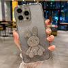 Custodia per telefono sfumata con coniglio 3D di lusso con diamante per Iphone 14pro Max 13 12 11 Pro Max 14 Plus Custodia trasparente per paraurti antiurto