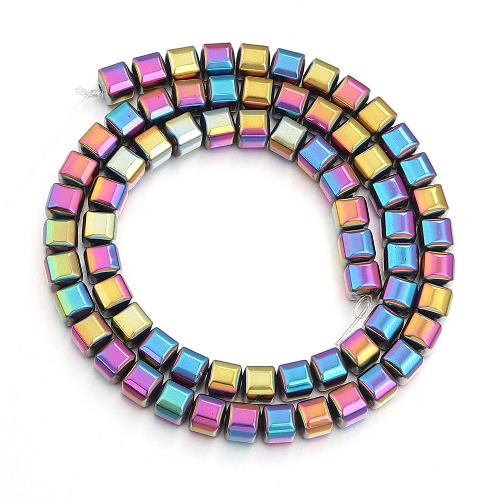 

Natural Hematite Stone Beads 6mm Colorful Square Faceted Loose Spacer Beads For Jewelry Making DIY Bracelet Necklace Accessories