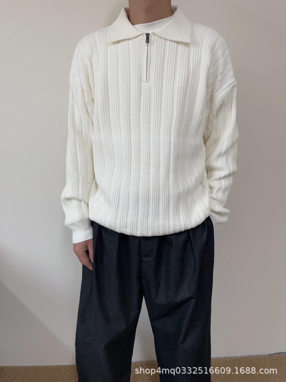 Men s Retro Half-Zip Knitwear Sweatshirt – Autumn/Winter Korean Style Medium