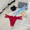 Delicate Bow Briefs Low Waist Sheer Mesh Panties Sweet Cross Strappy Thong  Valentine's Day