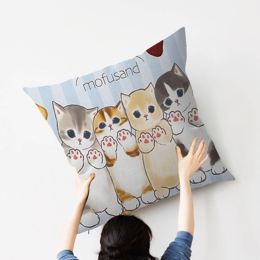 Popular Cute M-Mofusand Cat Cushion Cover Pillow Cover Decor Pillowcase Printed Cushion Case For Couch