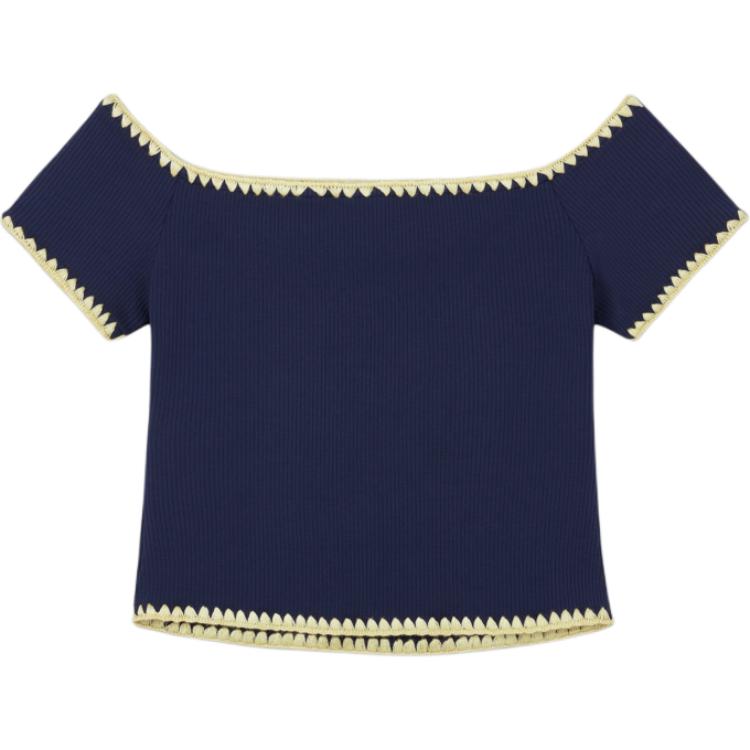 Levis Soft Comfortable Slim Fit Simple Off The Shoulder Short Sleeve T-Shirt Women Tops 003I1-0001