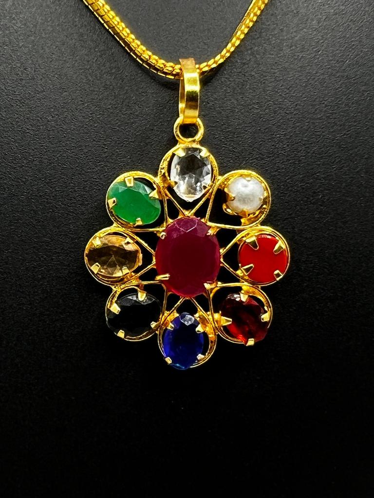 Traditional Multicolor Gemstone Jewelry Necklace Pendant, Perfect Gift for Her