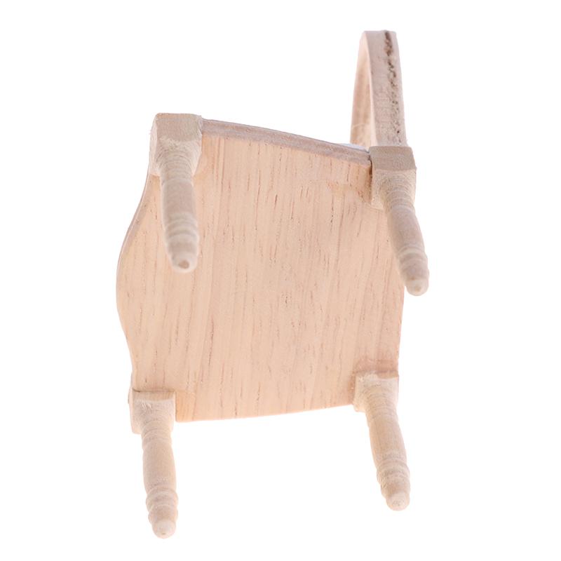 1/12 Dolls Miniature Furniture Wooden Unpainted Dining Chair For Dollhouse