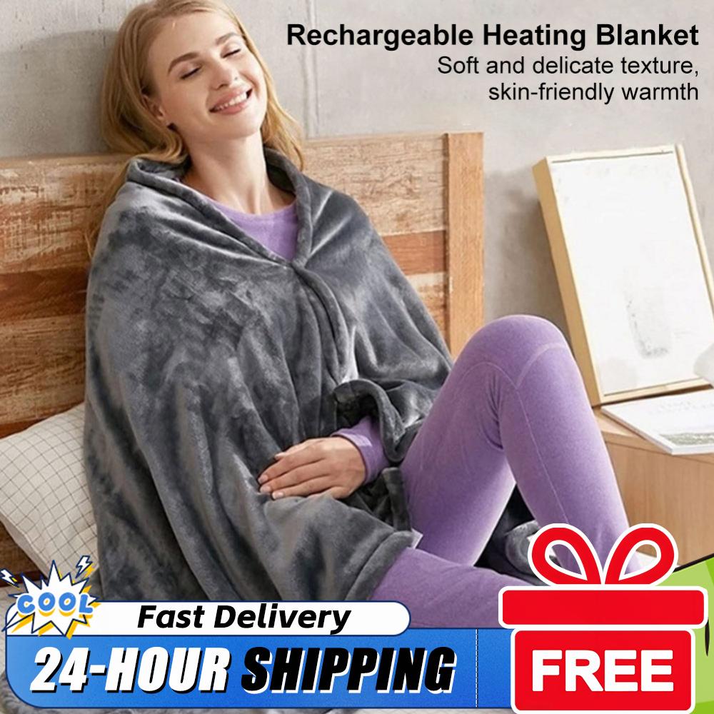 Portable Electric Heating Blanket USB Heating Shawl Blanket Powered Warmer Bed Heating Mat Winter Warm Heated Blanket Sofa Shawl