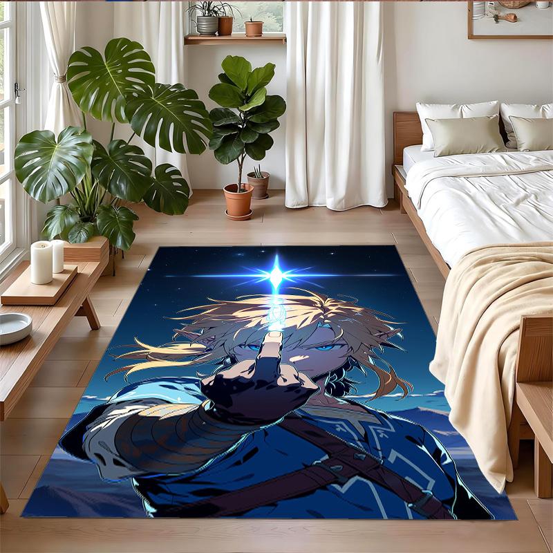 Anti‑Slip Crystal Velvet Floor Rug, Zelda Design Carpet for Indoor Living Bedroom Home Decoration