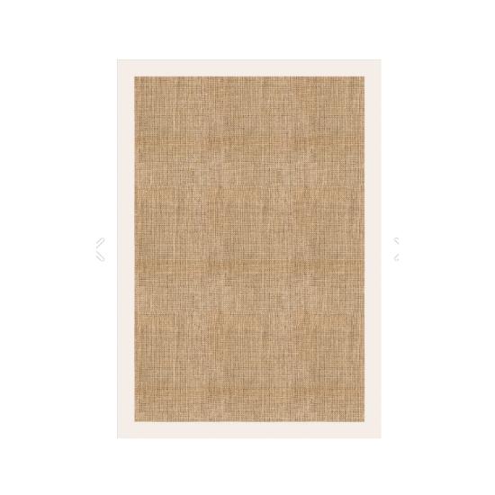 Digital Non-Slip Washable Jute Look White Framed Living Room Carpet Kitchen Rug Runner