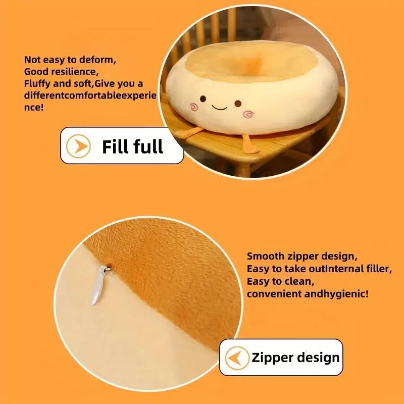 1pc Simulation Bread Toast Cushion Stuffed Memory Foam Pillow Sofa Chair Decor Seat Cushion Cute Student Chair Pad
