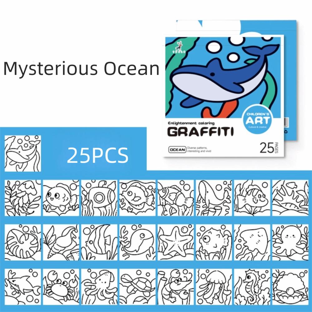 Portable Watercolor Coloring Book 25Sheets Graffiti Coloring Books  Creative Learning