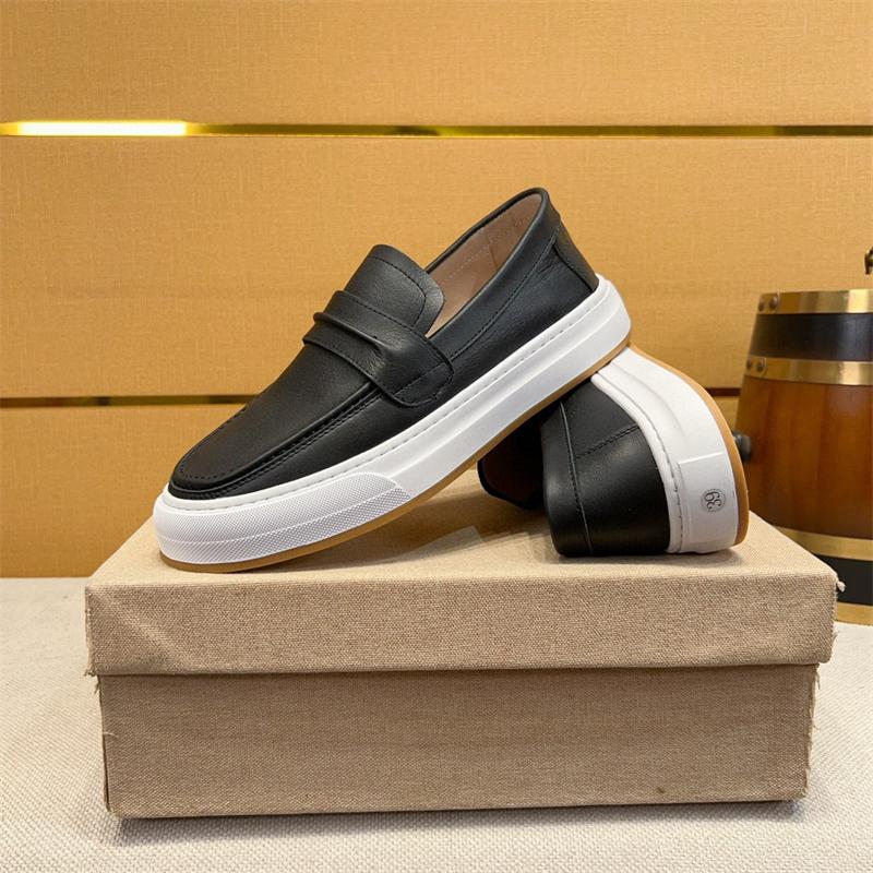 Mode Herren Freizeitschuhe echtes Leder Herren Luxus Britischer Stil Penny Loafers Slipper Herren Dicke Sohle Outdoor Ballerinas Herren Mokassins