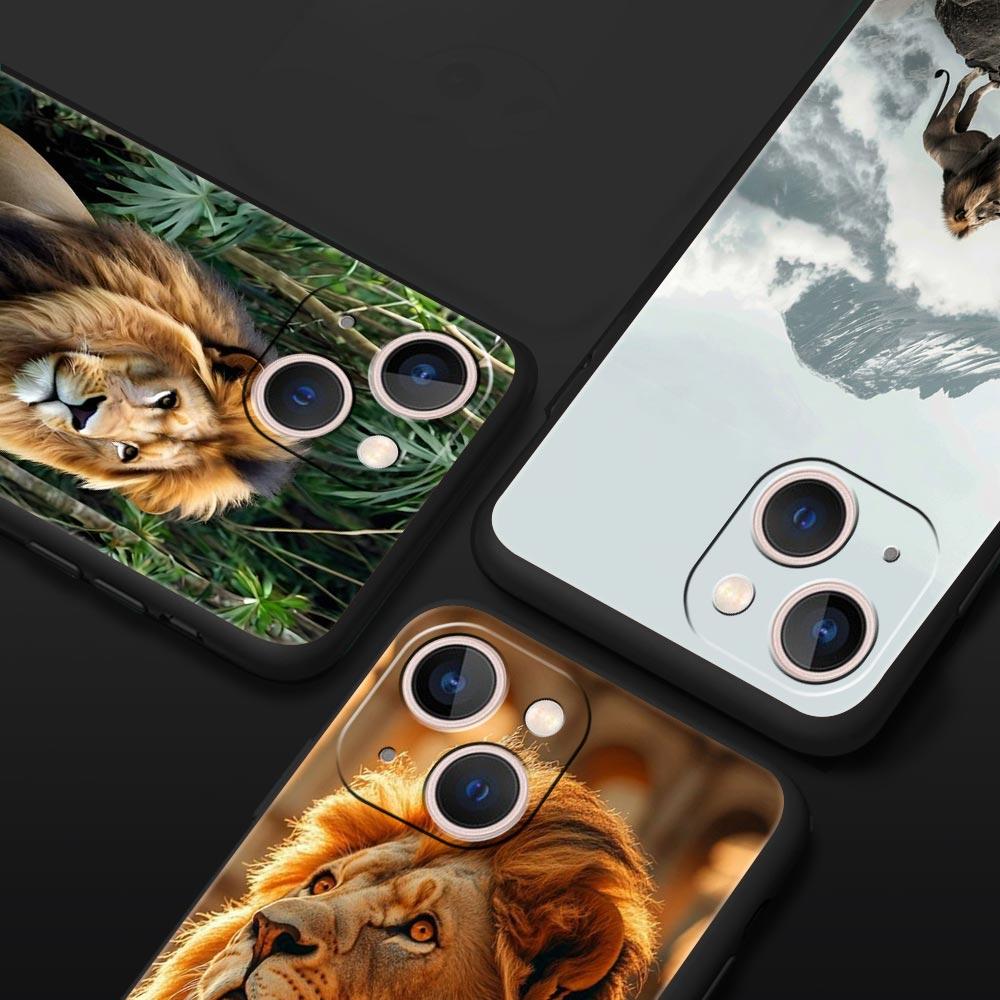 Lion King Animal Phone Case For iPhone 17 16 15 Pro Max 11 12 13 14 7 8 Plus SE 2020 X XR XS Cover Soft Black