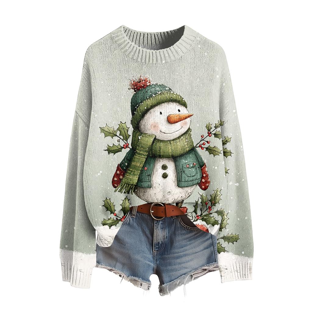 Damen Lustiger Damen Weihnachts-Pullover R-Ausschnitt Weihnachts-Jumper Weihnachts-Outfit Hässliches Sweatshirt Weihnachtskostüm