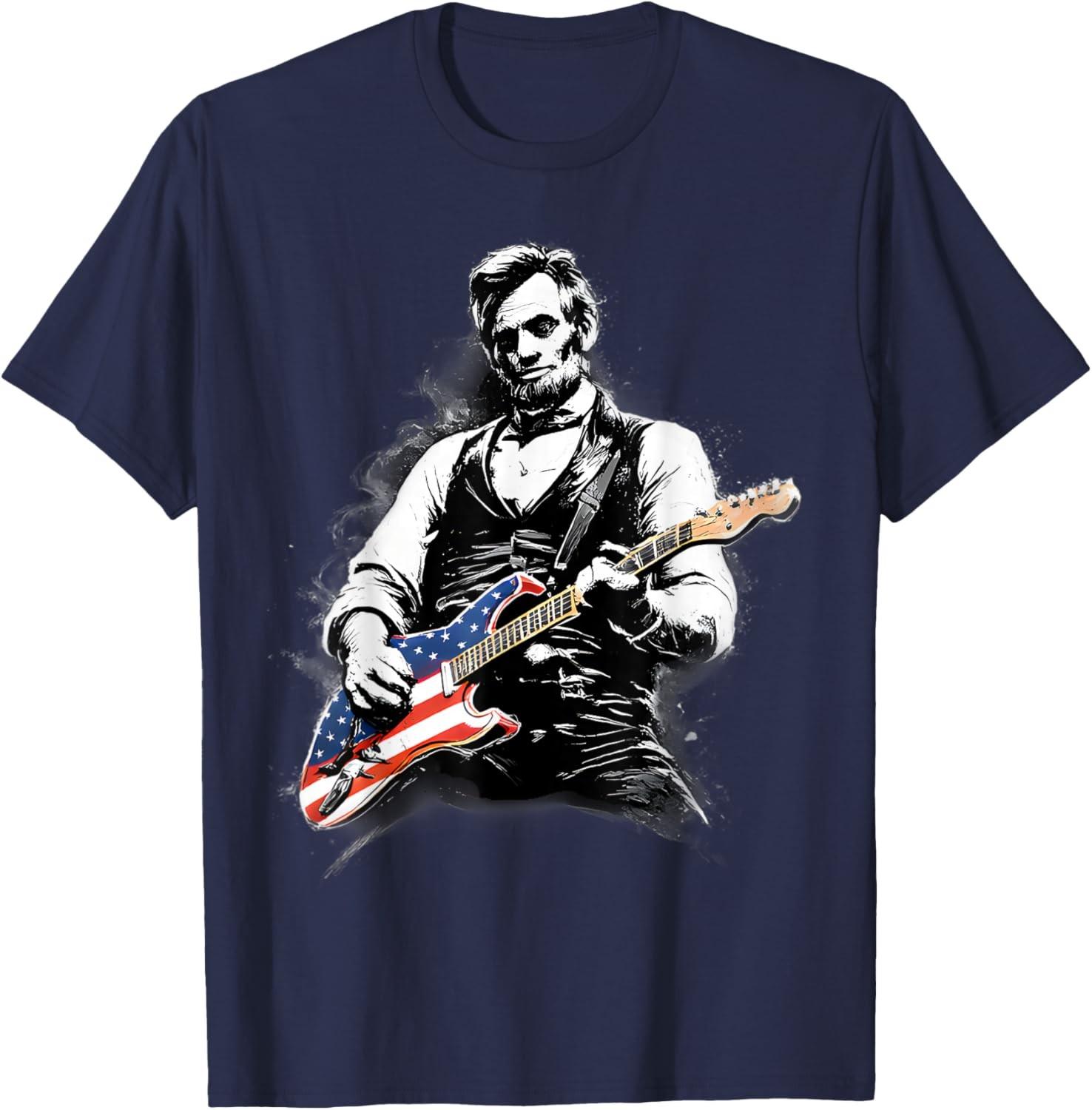 Abraham Lincoln Abe Lincoln Playing Guitar Unisex T-Shirt S
