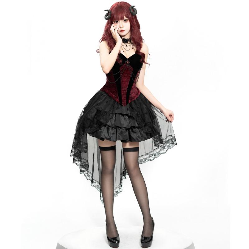 Halloween Court Duchess Diablo Gothic CO Uniform Cosplay Vampire Demon Witch Lace Dress