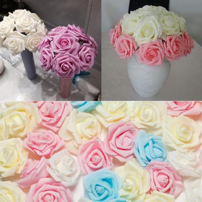 50/100Pcs Foam Fake Flower Wedding Bride Roses Artificial Bouquet Party Decor