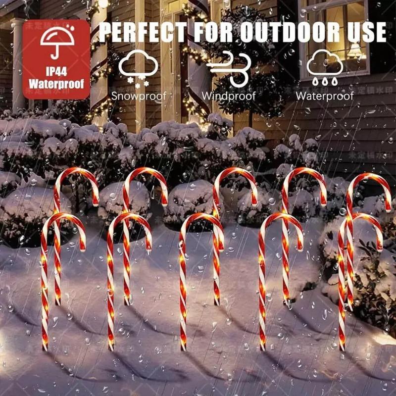 Festive Solar LED Candy Cane Pathway Lights For Outdoor Cane Cru-tch Christmas Garden LED Christmas courtyard garden decorative lawn lights